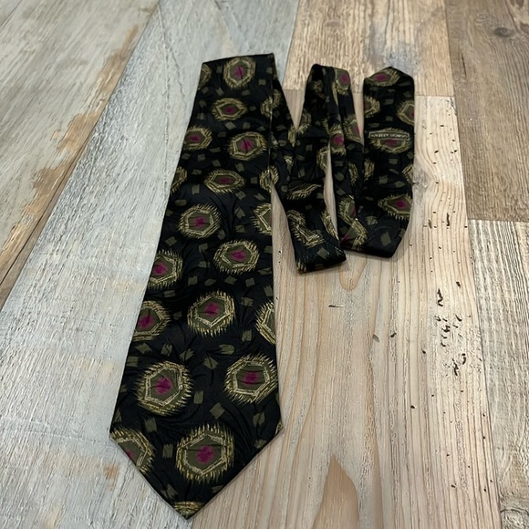 Giorgio Armani Men’s Silk Tie Black Olive Green Purple Retro Design